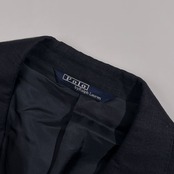 リネン100% 90s 金ボタン Polo by Ralph Lauren ポロ ラルフローレン 背抜き テーラードジャケット 100-90-185/ネイビー系 メンズ ビンテージ