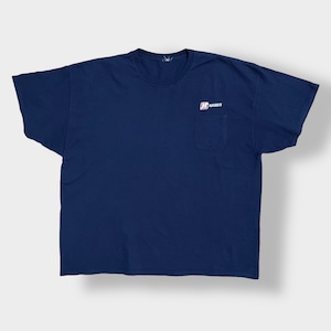 【USA古着】ワンポイント 刺繍ロゴ ポケットTシャツ ポケT HAINES 企業系 企業ロゴ X-LARGE以上 ビッグサイズ ゆるダボ ネイビー US古着