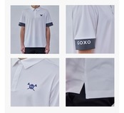 GOXO ゴーエックスオー スリーブ配色ポロTシャツ ホワイト