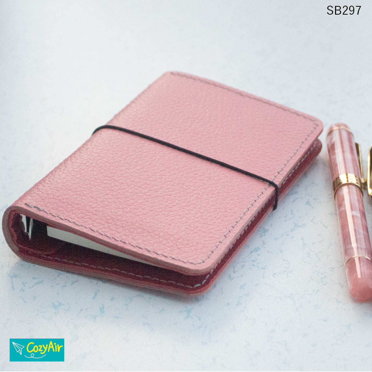 SB297 ミニ6サイズ M6 システム手帳 リング径15mm 本革・さくら