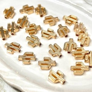 【2個】サボテンゴールドメタルビーズ/スペーサー/