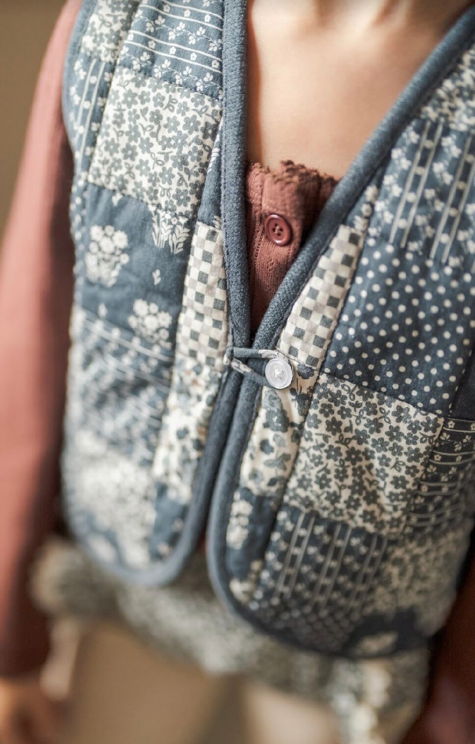 Little Cotton Clothes - Bay Waistcoat - Patchwork Print Floral