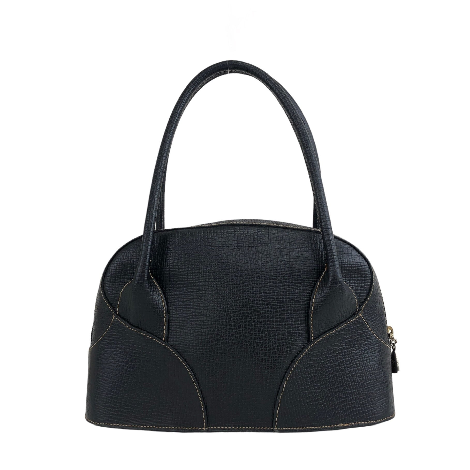 LOEWE ロエベ ロゴ型押し レザー ハンドバッグ ブラック vintage LOEWE ロエベ ロゴ型押し レザー ハンドバッグ ブラック vintage