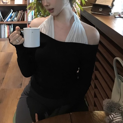 タックツイストホルターネックコンビトップス ・13298