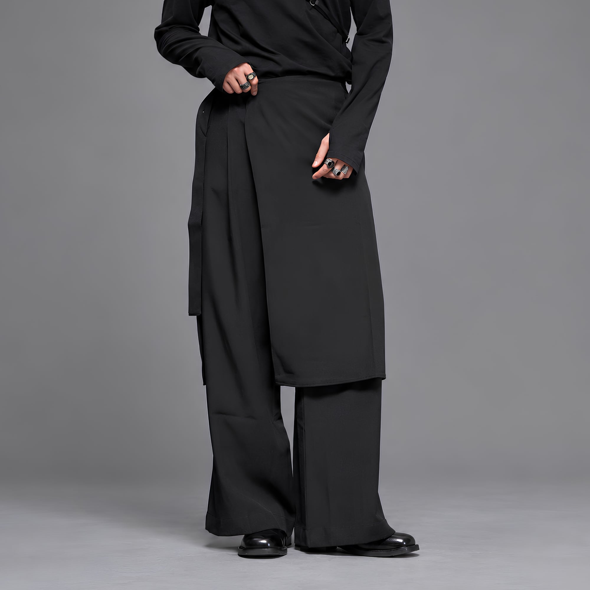 【ORV0123】Minimalist Apron-Style Suit Trousers, Loose Fit / 2color