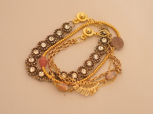 aro-di-lusso original ヴィンテージビーズ　リーフブレスレット Vintage beads leaf bracelet 