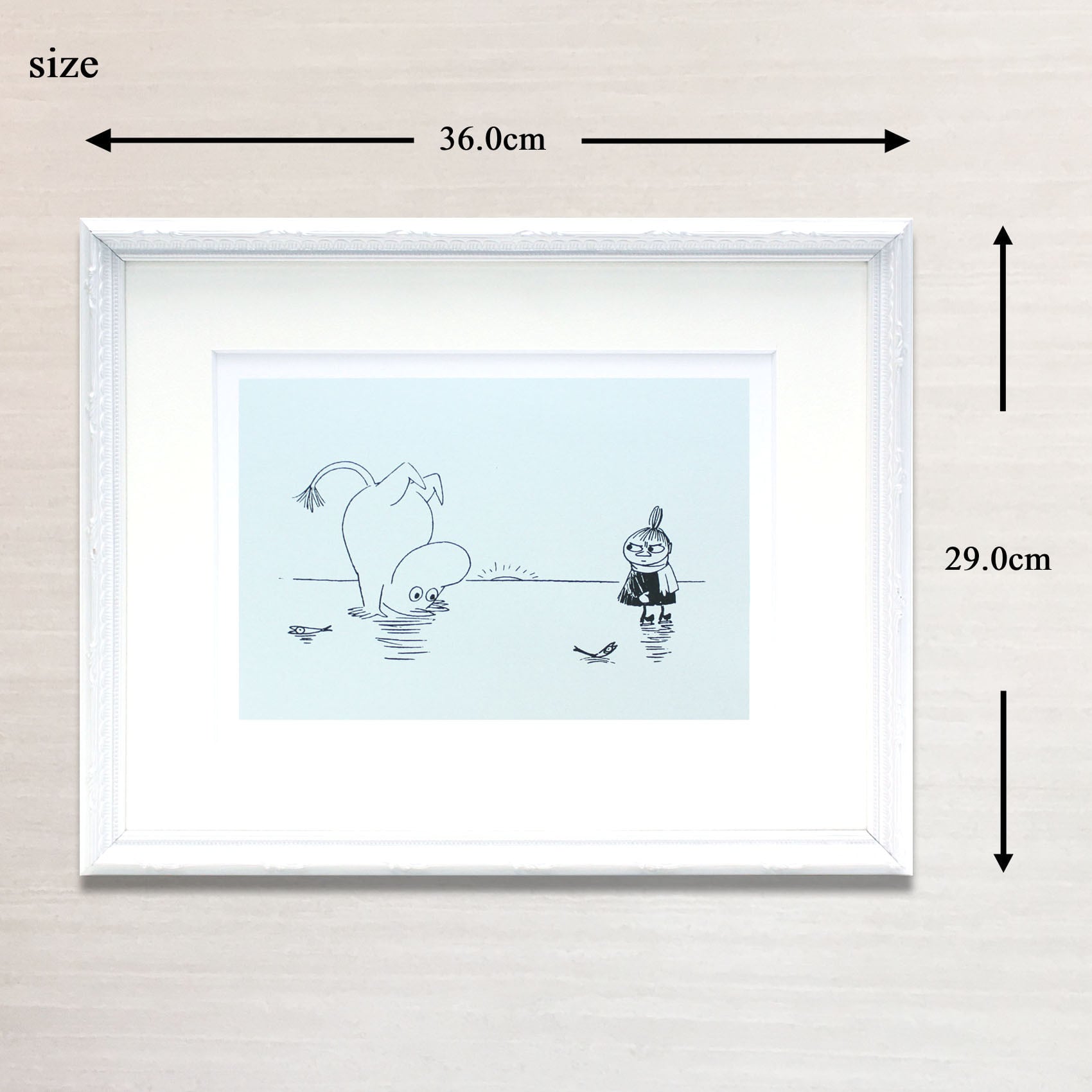 ムーミン 北欧 Postery「氷上のムーミンとリトルミイ」送料無料 フレーム 展示用フック付アートポスター 絵画 インテリア アート