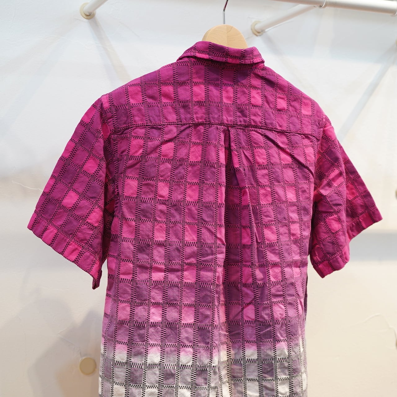 KUON（クオン） 吉野格子（柳格子） 半袖レギュラーカラーシャツ