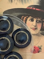 Japanese Vintage ボタン ネイビー×ゴールド 29mm マーブル調 レトロ アクセサリーパーツ 装飾材 カルトナージュ