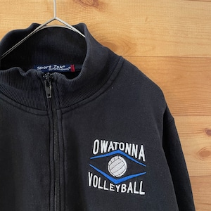 【SPORTTEK】ハーフジップ スウェット トレーナー Owatonna Volleyball ワンポイント 刺繍ロゴ 女子バレー L相当 US古着