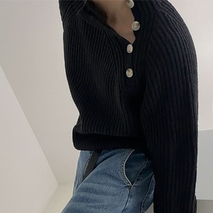 ハーフタートルボタンルーズニット　MT0080326