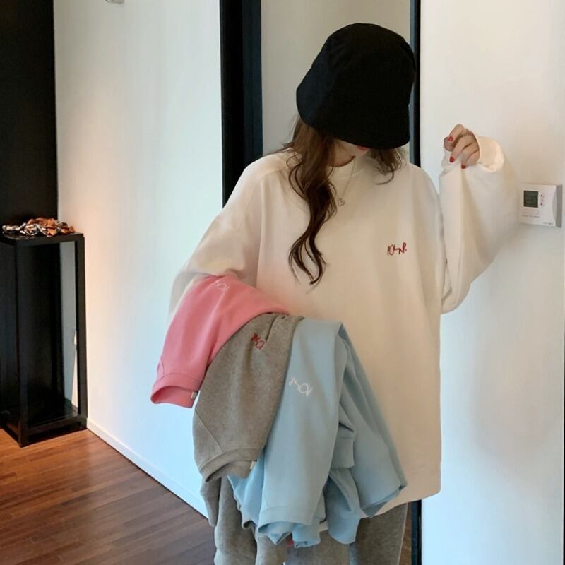 スプリングオータム薄手カラーセーター ルーズシャツ ロング 春物 秋物 YY-ファッション44079529312