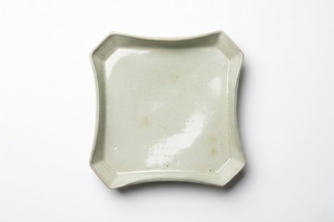 粉引唐津足付皿／三藤窯 三藤るい