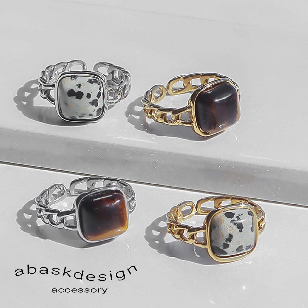 ネコポス便】リング 天然石スクエアリング 金属アレルギー サージカル