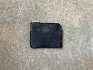 L-shaped Small Wallet: (vegetable tanned and waxed leather) Color : Black