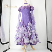 社交ダンス 衣装 スタンダード ドレス ワンピース パーティドレス 紫 パープル系 オフショル 発表会 ICHIOKU イチオク 長袖 ホログラム ファスナー 伸縮性 胸パッド ホースヘア ボリューム 動き フロート チョーカー セット 舞台映え ゴージャス エレガント フェミニン おしゃれ ドレスアップ お呼ばれ パーティー用 特別イベント 着やすい 人気おしゃれ レディース