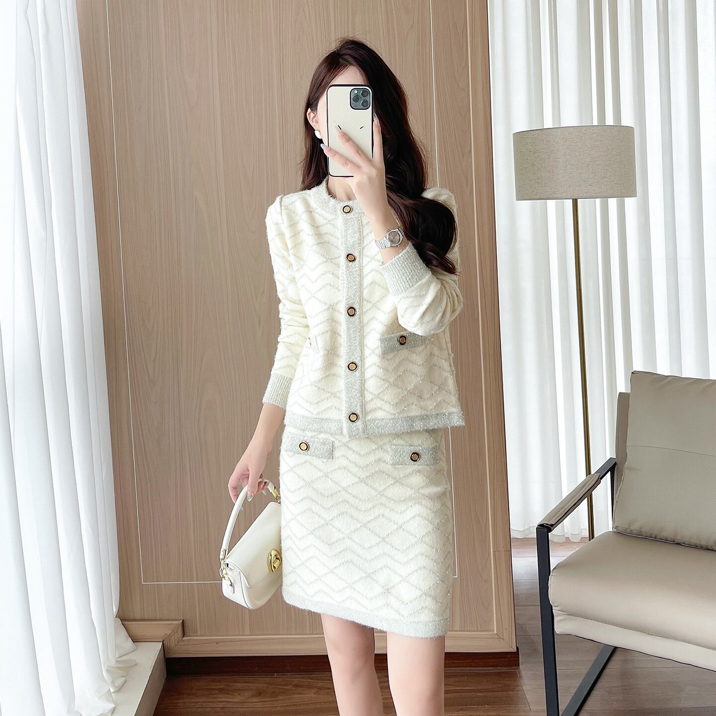 【set】ニットトップス×ニットスカートセット K0522