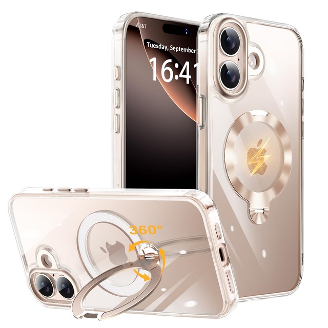 TISTUNST iPhone17 用 ケース MagSafe 対応 米軍MIL規格 リング 黄変防止 (ゴールド)