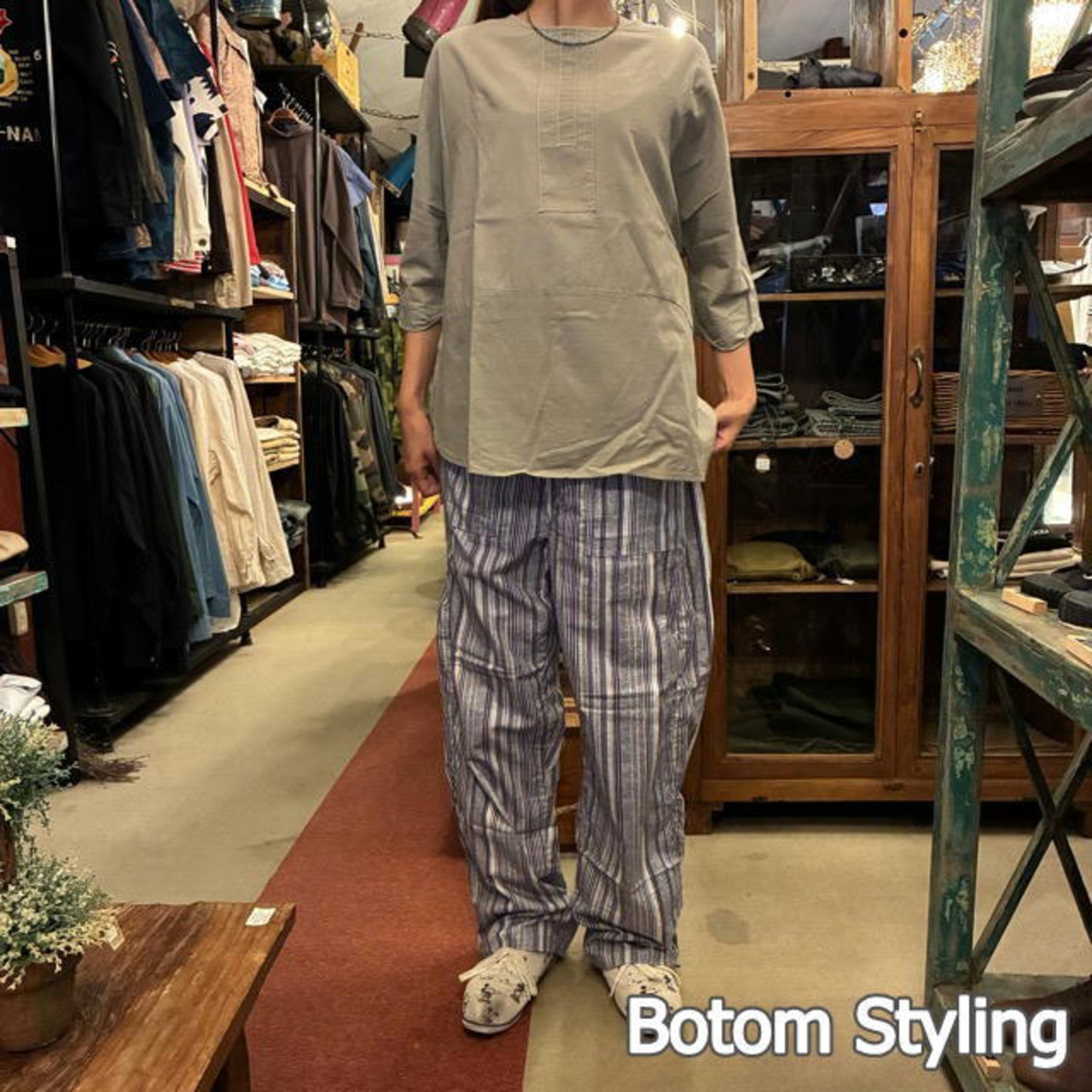 Poland Sleeping suit  Stripe L/S Blue　ポーランド　スリーピングスーツ　ブルー　ロングスリーブ　ブルー　60年代　70年代　デッドストック　ミリタリー　パジャマ　セットアップ　シャツ　パンツ