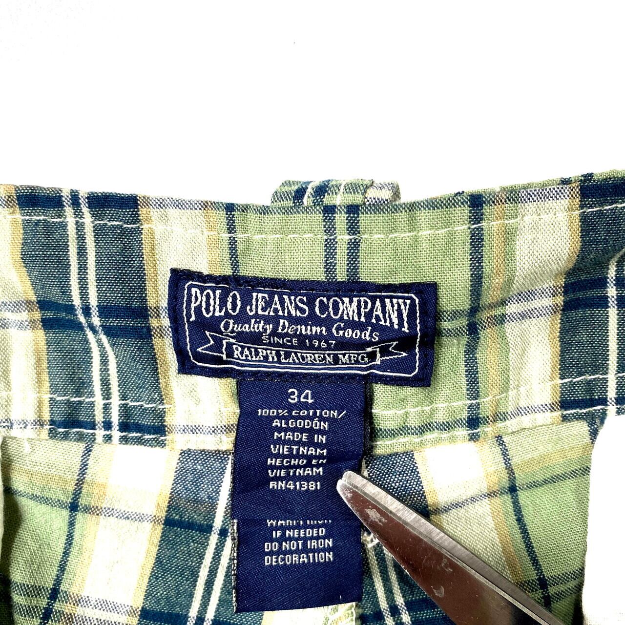 新品 未使用 POLO JEANS COMPANY Ralph Lauren ラルフローレン チェック柄 ショートパンツ ショーツ メンズW34 古着  グリーン 緑色【ショートパンツ】【WS2202-15】【2203AL15】 | cave 古着屋【公式】古着通販サイト