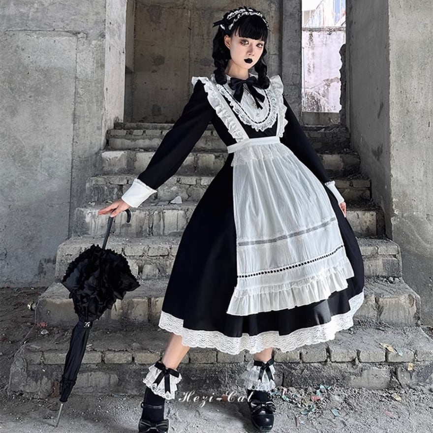 メイドロリータ エプロン 英国風 ヴィクトリアン コンカフェ向け