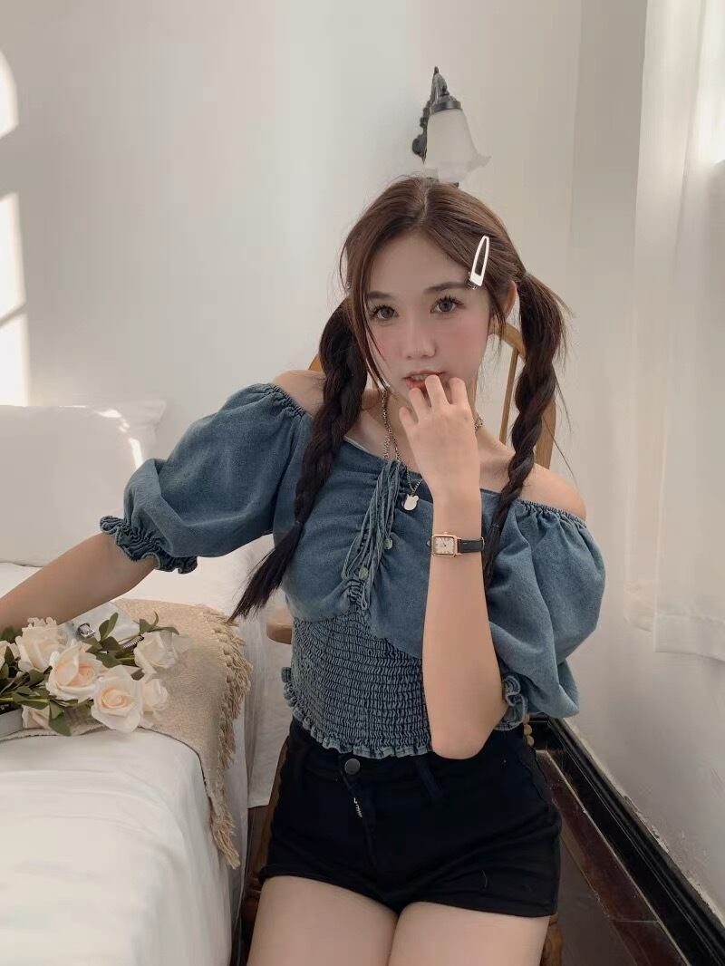 オフショルダーデニムトップス G105CT0034