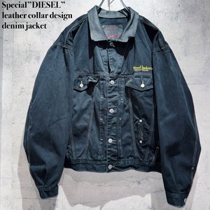 Special”DIESEL”leather collar design denim jacket