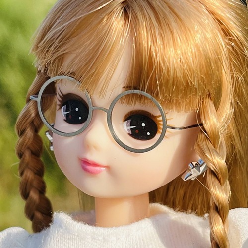 【ラウンドタイプ 丸形 / 標準品】チタン製　ドール用メガネ　眼鏡　1/6ドール　リカちゃん　βチタン　ケース付き　送料無料　ネコポス
