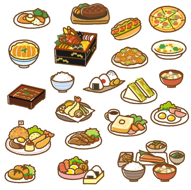 食べ物44点セット イラストショップくま 商用利用okのかわいいイラストのフリー素材がたくさん