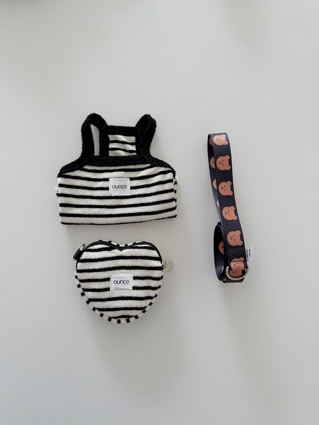 〈 即納アイテム 〉OUNCE / ハートテリーストライププープバッグポーチ（3色）