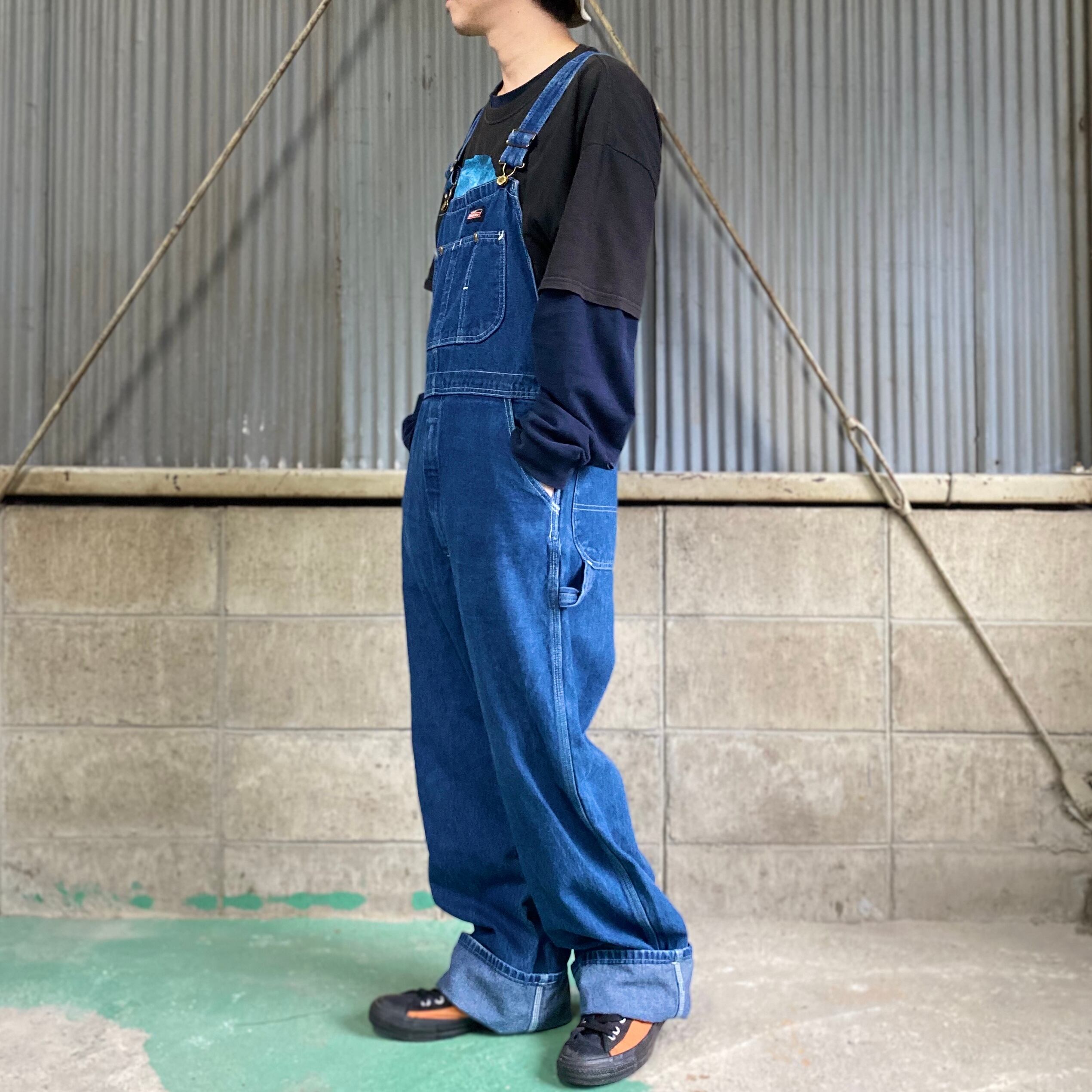 Dickies ディッキーズ デニム オーバーオール メンズW34 古着 濃色