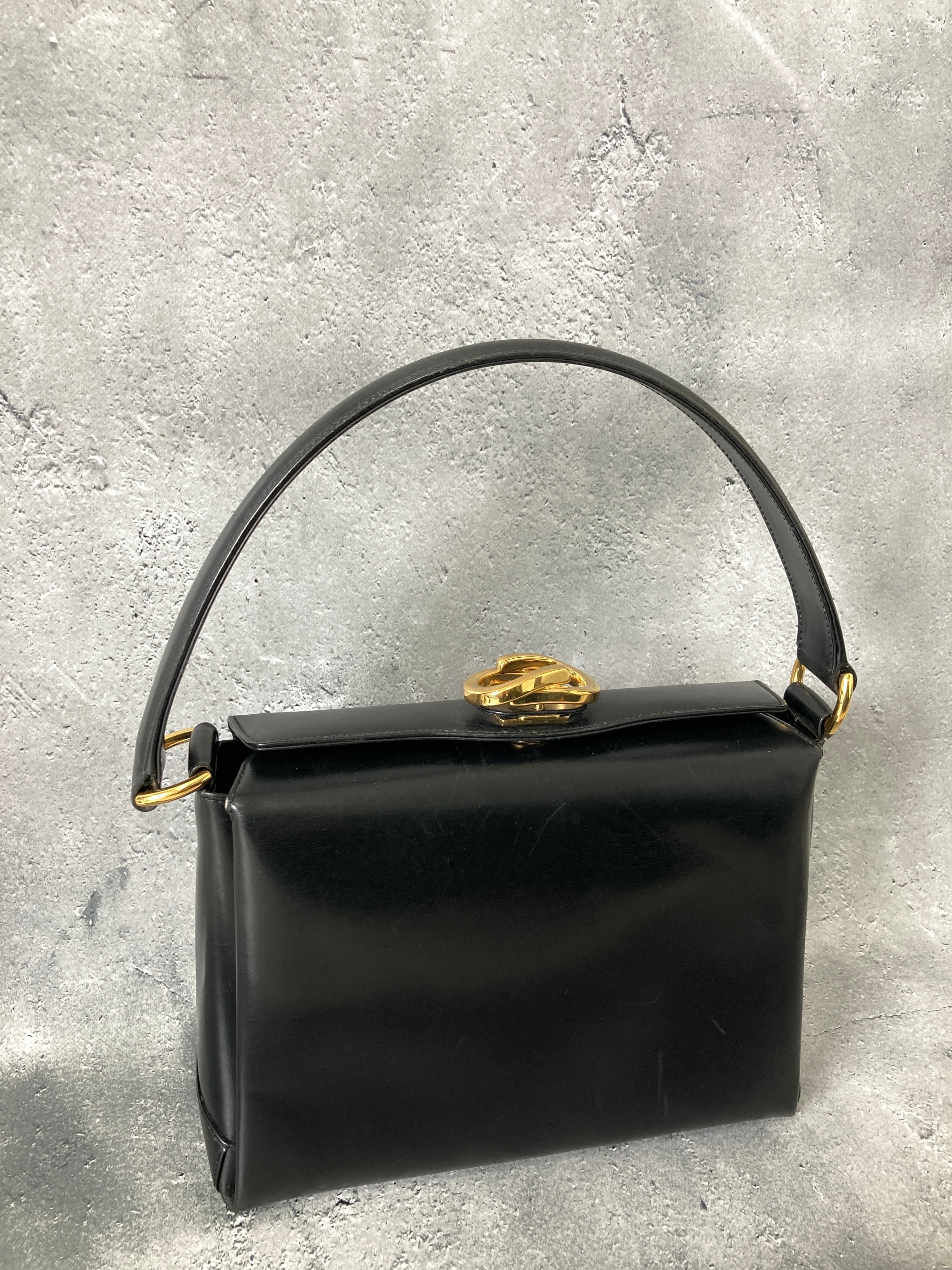 GUCCI グッチ GG金具 レザー ハンドバッグ ブラック vintage