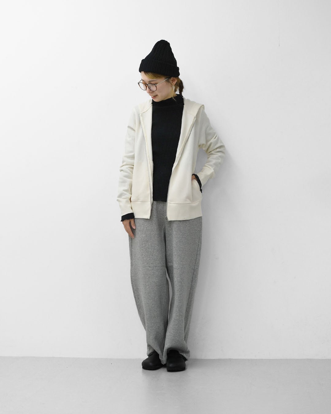 mizuiro ind [ミズイロ インド] brushed back zip hoodie [3-210057