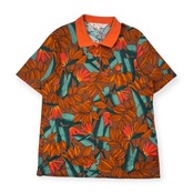 90s Christian Dior SPORTS クリスチャンディオール スポーツ ボタニカル 天竺 半袖 ポロシャツ L/オレンジ×グリーン レディース ビンテージ