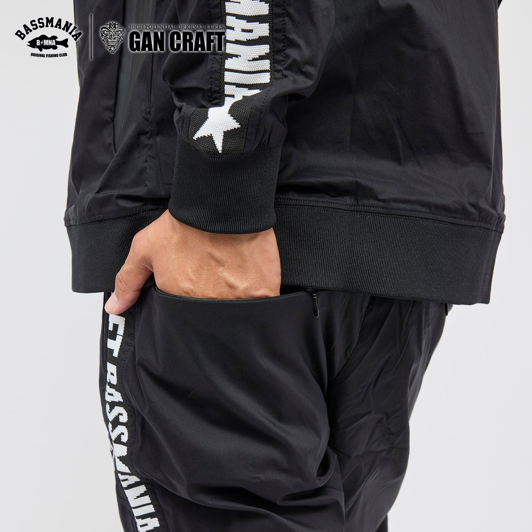 GANCRAFT×BASSMANIA】サイドリブ編みストレッチジョガーパンツ