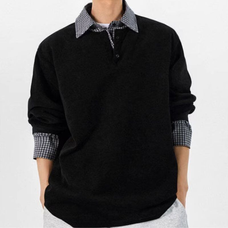 重ね着風襟付きスウェットシャツ C10704