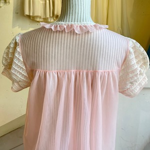 60's pink lace frill nighty gown