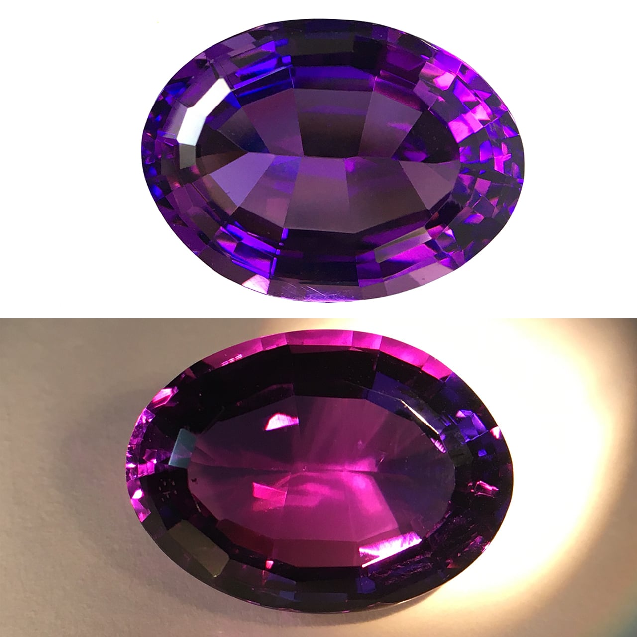 アメジスト 紫水晶 カラーチェンジ 16.43ct オーバルカット ルース 裸