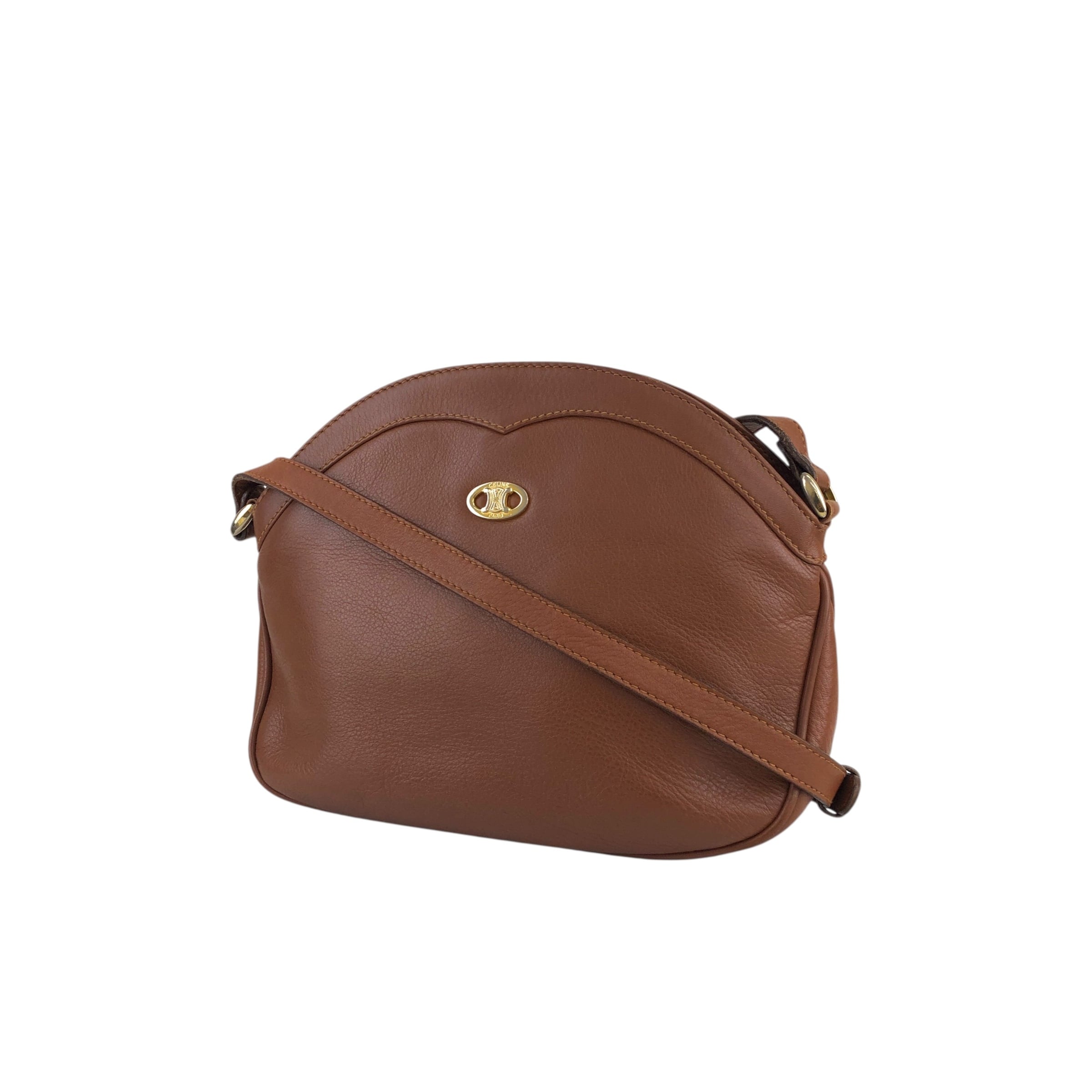 CELINE セリーヌ ショルダーバッグ ブラウン ブラゾン レザー vintage