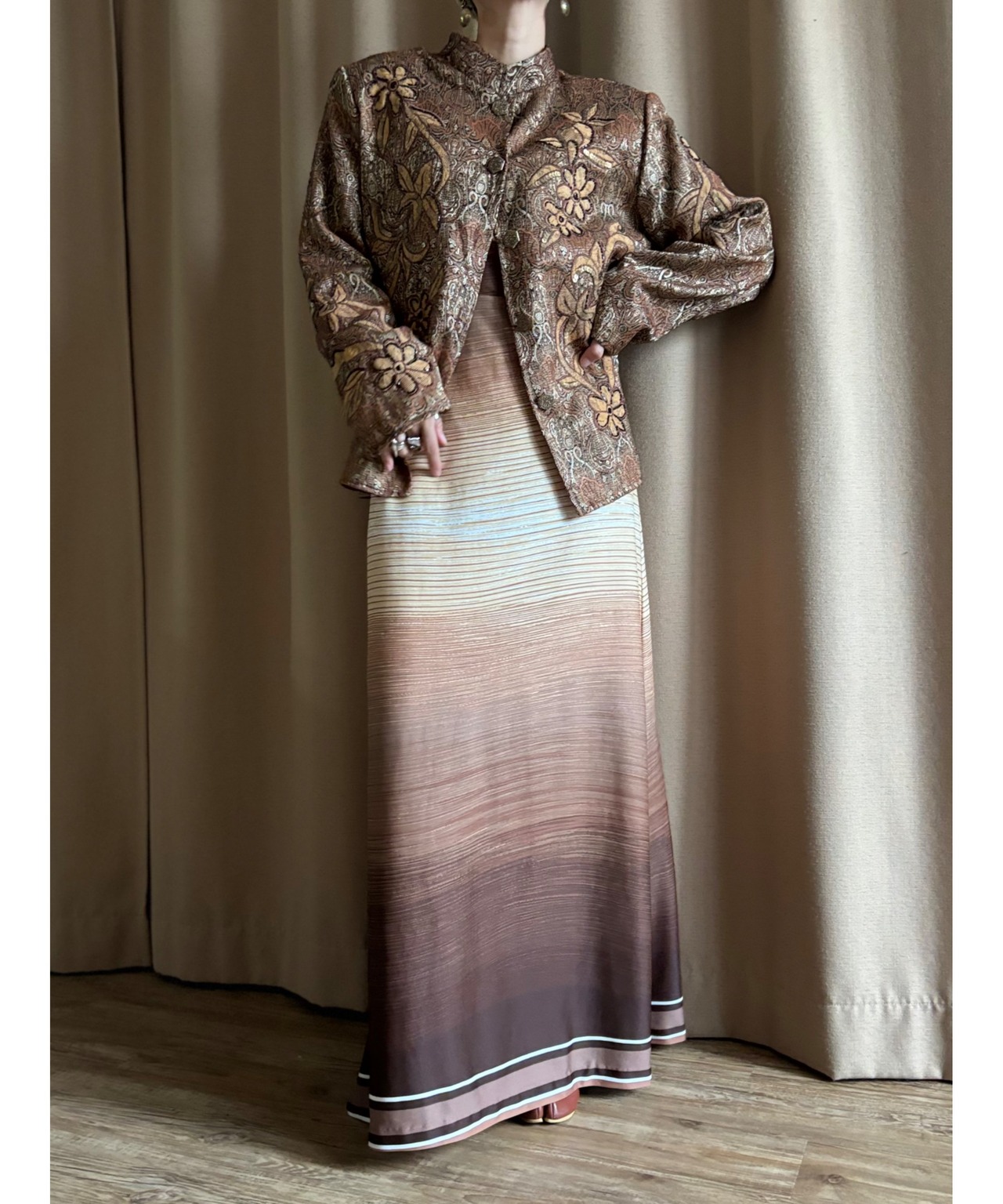 bead embroidery jacquard fabric jacket-4387-10
