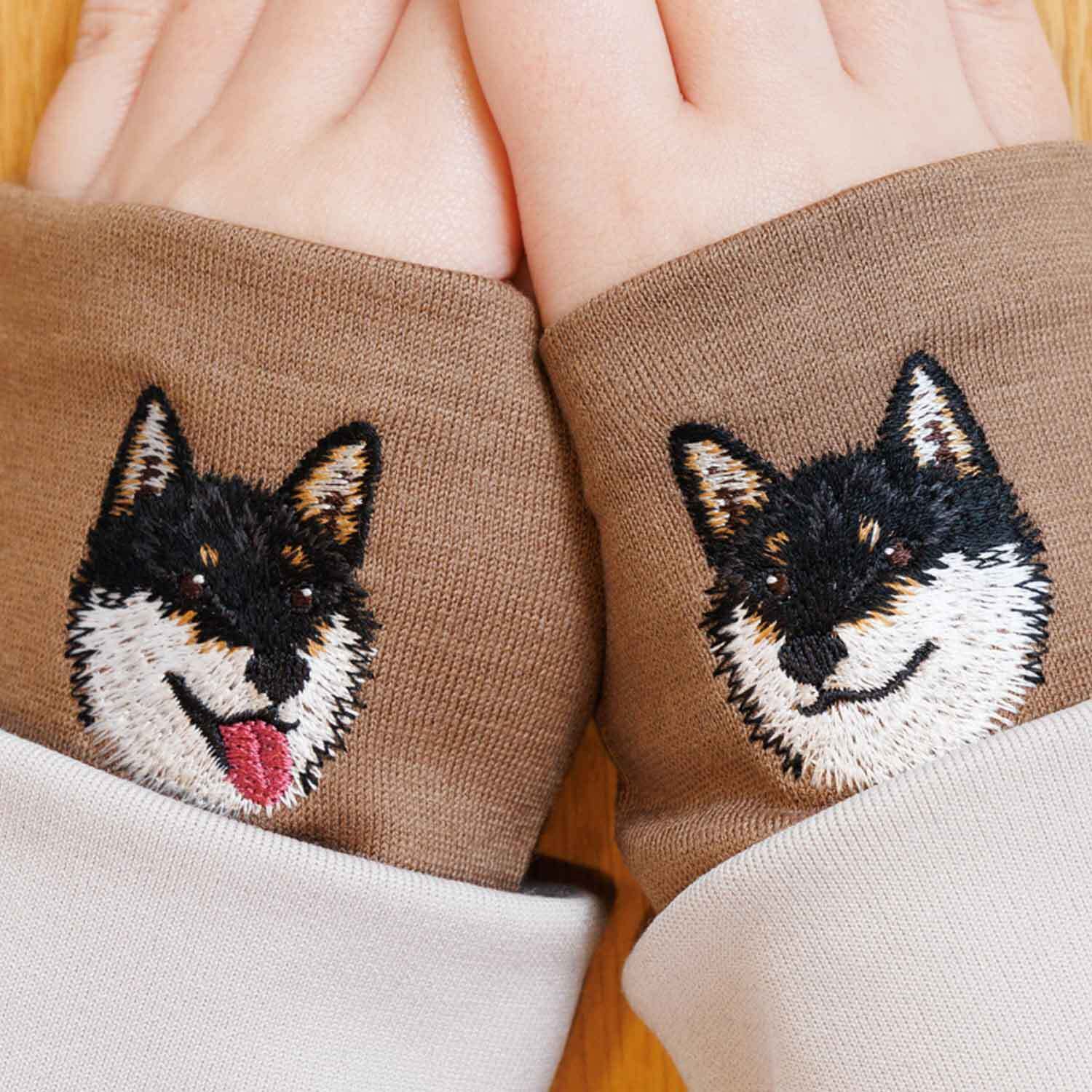 犬リストマフラー】柴犬黒／一度使うと手放せない気持ち良さ／ウール