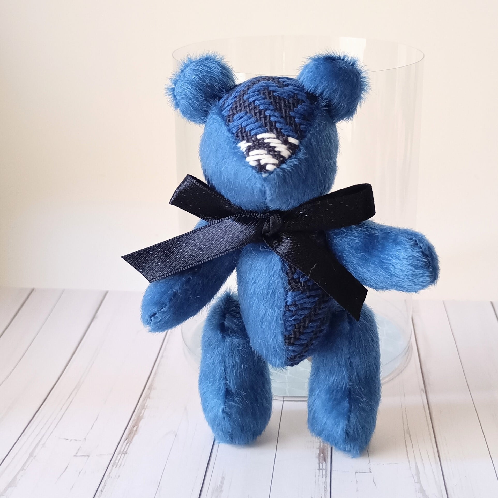 青森伝統工芸 こぎん刺しのテディベアS 「Nagare」 | kogin＊bearstyle