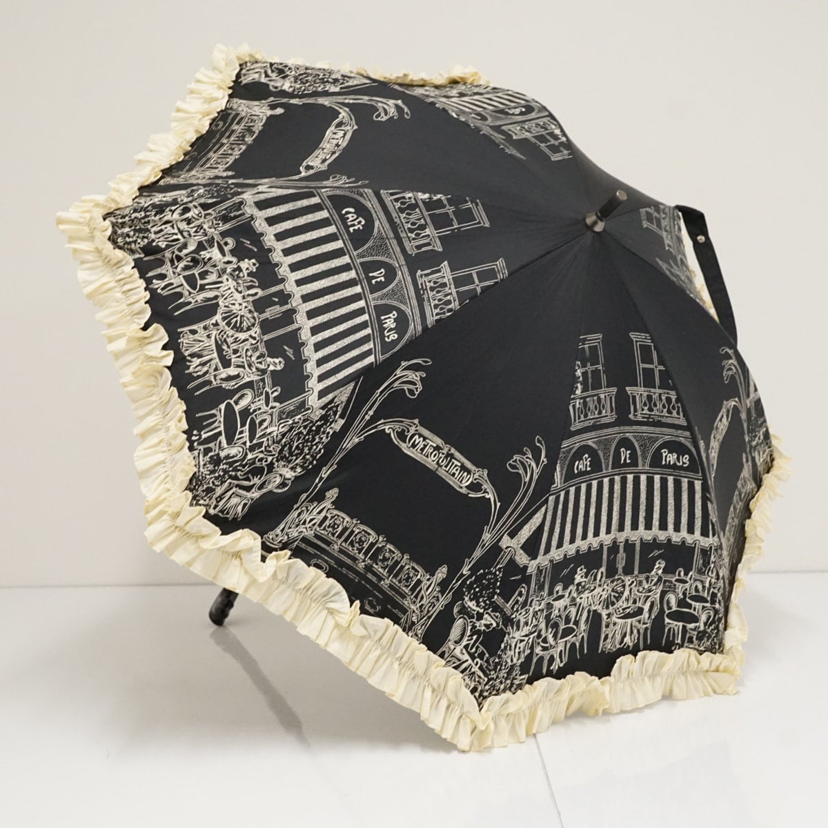 資生堂 日傘 USED美品 フラワー レース ネイビー 高級 晴雨兼用 花椿