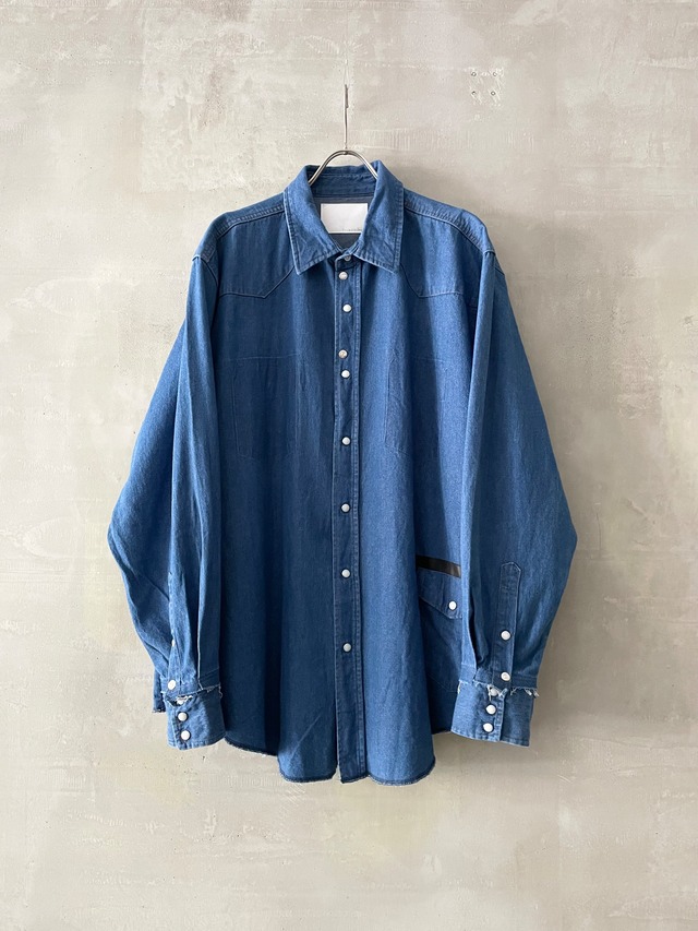 TrAnsference replaced pockets denim western shirt - indigo