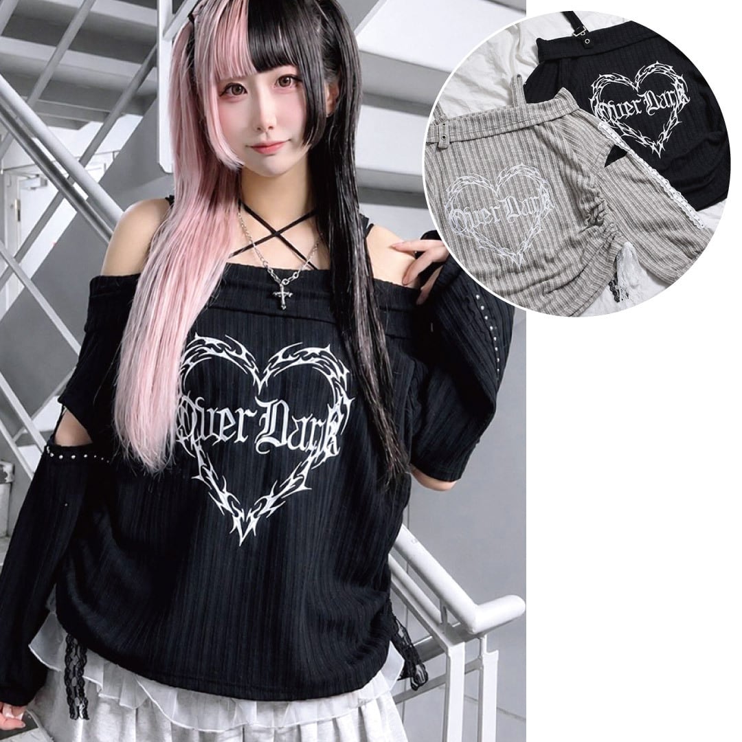 【5/15新着】OVER DARK レース紐オフショルリブニット