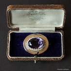アンティークジュエリー 9ctゴールド 天然アメシスト 真珠 レースピン ブローチ （ソーティングメモ付）