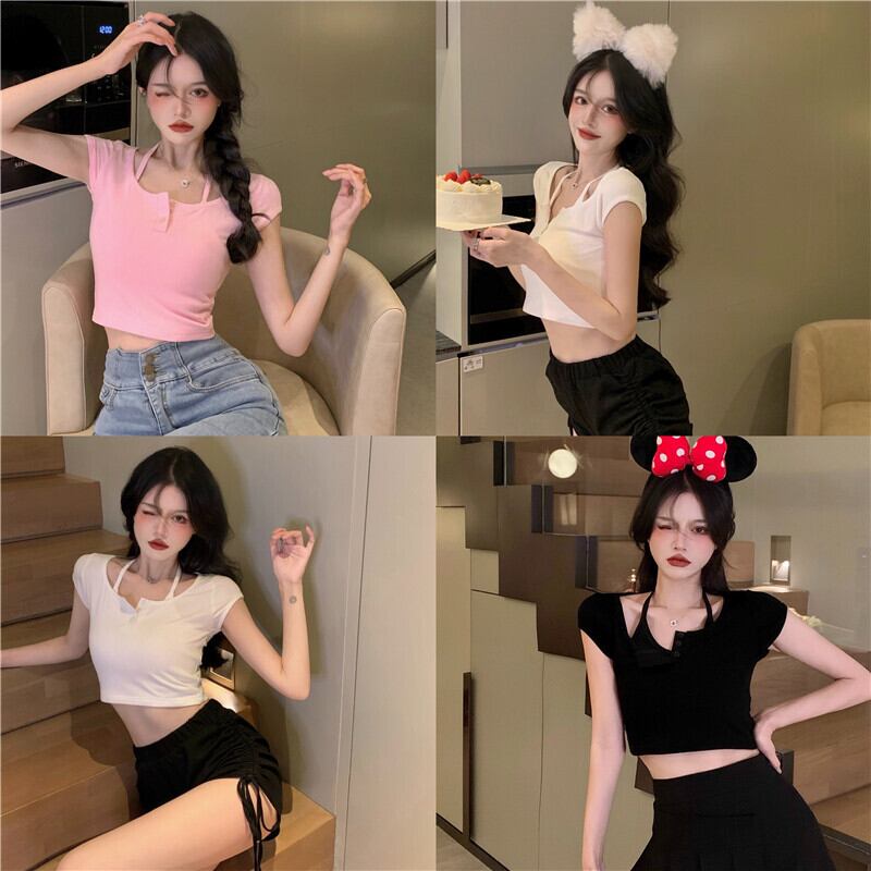 Tシャツ ショートトップス サマースタイル 夏物 ブラックストロベリース29414253540