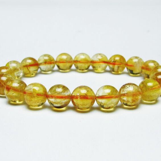 シトリンクォーツ ブレスレット 虹入り 10mm シトリン ブレス 一点物 メール便可 [M便 1/10] 111-46222