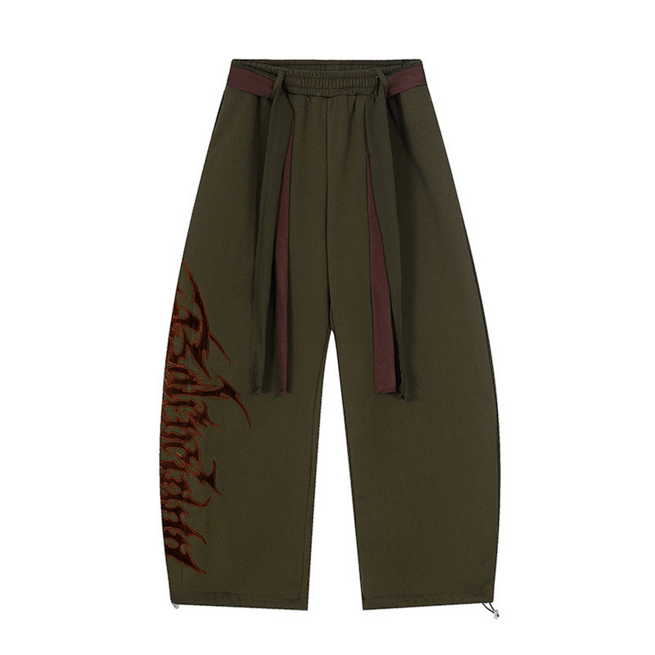 ストリート  裏起毛 ゴシックレタリング刺繍 スウェットパンツ P382