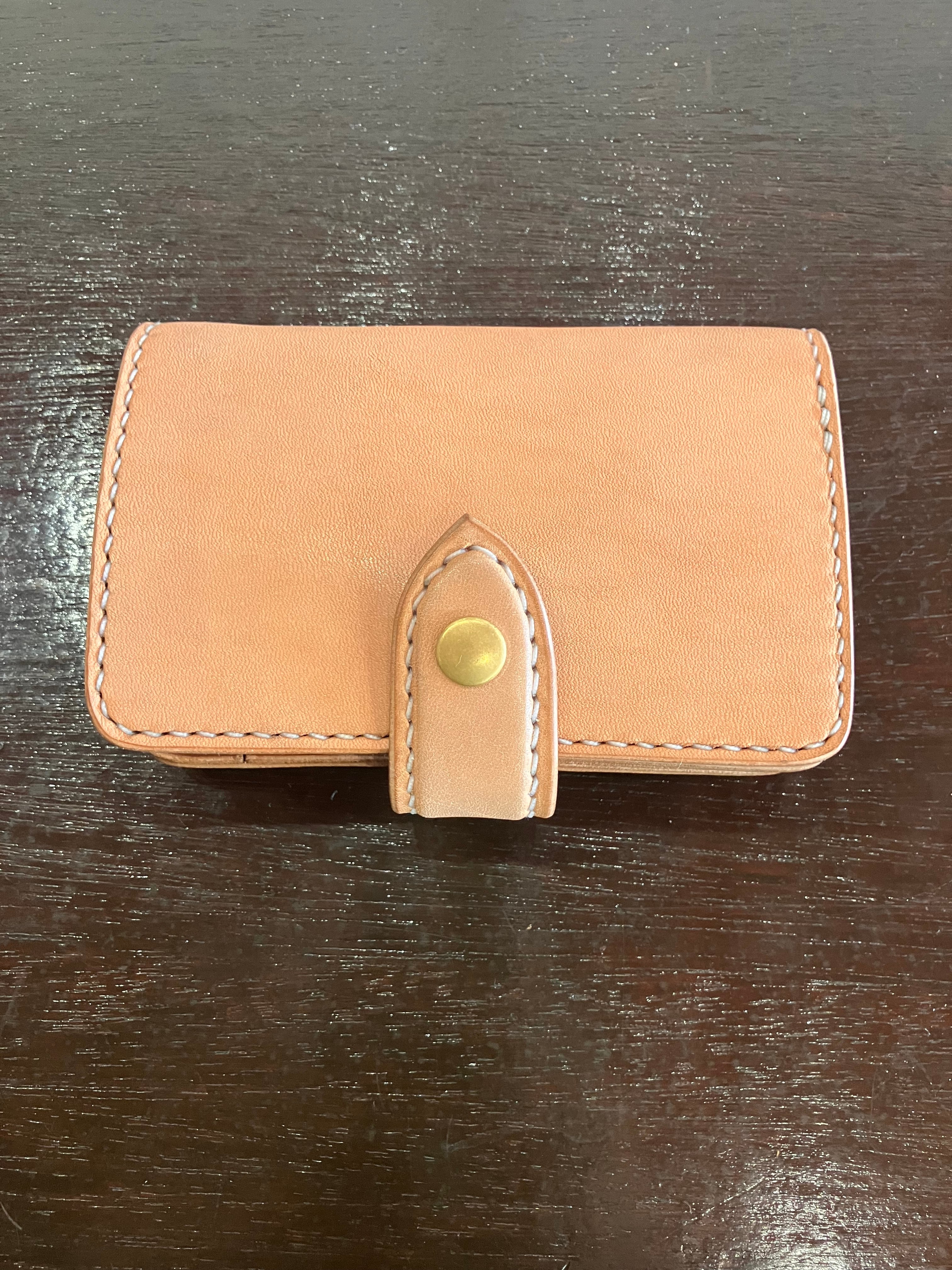 ミドルウォレット 真鍮金具 Dカン付 本革 ハンドメイド ヌメ革 ミドル